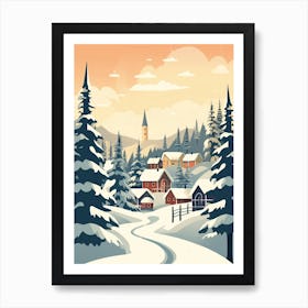 Vintage Winter Travel Illustration Lapland Finland 3 Art Print