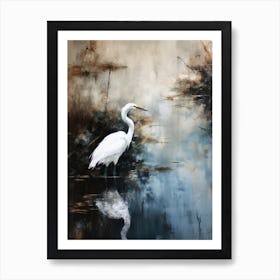 Egret In Lake Art Print