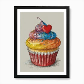 Cupcake With Heart 2 Art Print