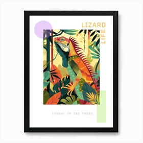 Iguano In The Trees Modern Abstract Illustration 1 Poster Art Print