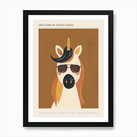 Storybook Style Unicorn With Sunglasses Muted Pastels 3 Poster Art Print