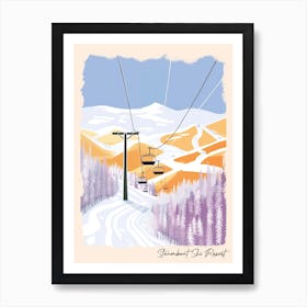 Poster Of Steamboat Ski Resort   Colorado, Usa, Ski Resort Pastel Colours Illustration 2 Art Print