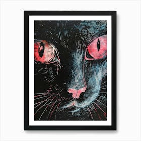 Cat With Red Eyes 4 Art Print