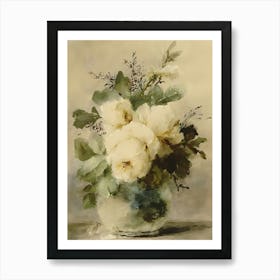 White Roses In A Vase 6 Art Print