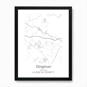 Dingman,United States Minimalist Map Art Print