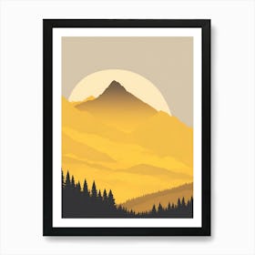 Misty Mountains Vertical Composition In Yellow Tone 2 Art Print