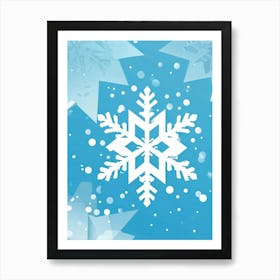 Abstract Vector Illustration Of A Merry Snowflake Nestled In Winter Frost Central On A Background A (5) Art Print