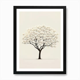 Magnolia Tree Pixel Illustration 1 Art Print