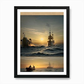 Sunset On The Sea -Reimagined Art Print