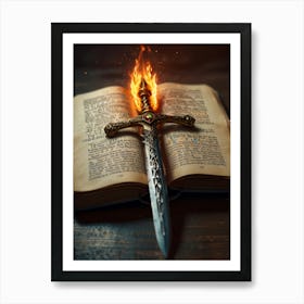 Sword On An Open Book Art Print