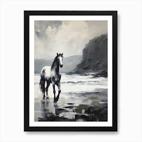 A Horse Oil Painting In Anakena Beach, Easter Island, Portrait 3 Art Print