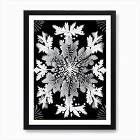 Winter Snowflake Pattern, Snowflakes, Linocut 4 Art Print