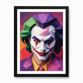 Joker Portrait Low Poly Geometric (22) Art Print