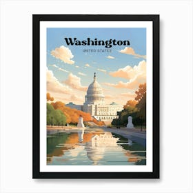 Washington United States Democrat Travel Art Illustration Art Print