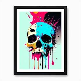 Skull With Splatter Effects 2 Pop Art Art Print