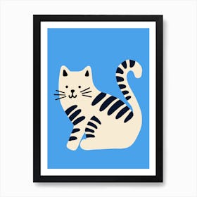 Striped Cat Cute Illustration Art Print