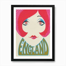 Groovy Girl, Retro Vintage Woman Portrait, England Poster Art, Preppy Aesthetic Art Print