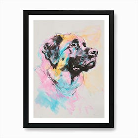 Pastel Leonberger Dog Pastel Line Illustration  1 Art Print