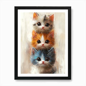 Cute Cats Stacked Together 5 Art Print