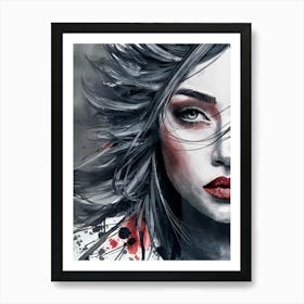Girl With Red Lips Canvas Print Art Print