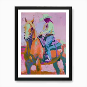 Pink And Orange Cowboy 7 Art Print