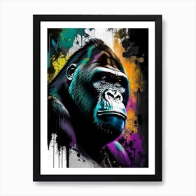 Gorilla With Graffiti Background Gorillas Graffiti Style 1 Art Print