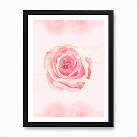 Pink Rose Watercolor Painting Art Print