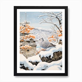 Winter Bird Painting Pigeon 4 Art Print