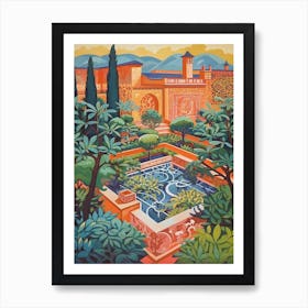 Gardens Of Alhambra Spain Painting 2 Art Print