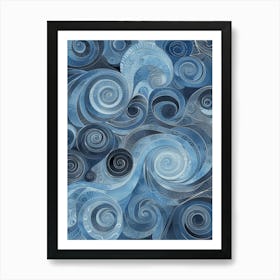 Blue Swirls 3 Art Print