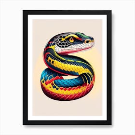 African Rock Python Snake Tattoo Style Art Print