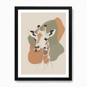 Giraffe - Boho, Line Art 17 Art Print