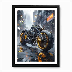 Motorcycle In The Rain 5 Art Print