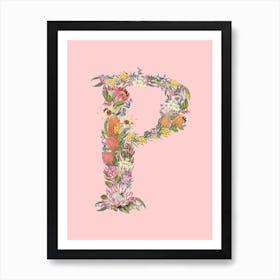 P Pink Alphabet Letter Art Print