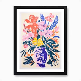 Colourful Flower Still Life Risograph Style 22 Art Print