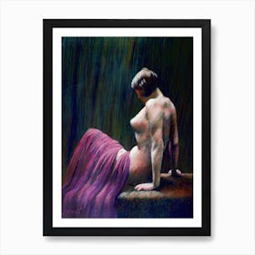 Nude Sitting On Table (2011) Art Print