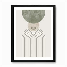 Mid Century Modern Abstract Painting in Sage Green and Beige 1 Art Print