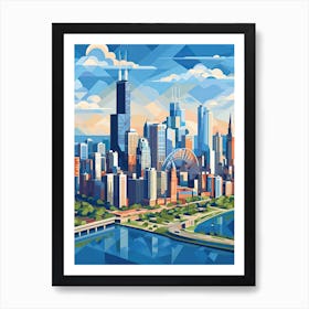 Chicago, Usa, Geometric Illustration 2 Art Print