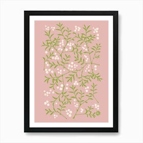 Twigs with berries [pale pink] Art Print