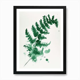 Green Ink Painting Of A Harts Tongue Fern 3 Art Print