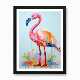 Colourful Bird Painting Greater Flamingo 3 Art Print