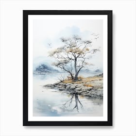 Aso Kuju National Park In Kumamoto, Japanese Brush Painting, Ukiyo E, Minimal 2 Art Print