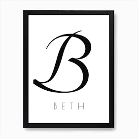 Beth Typography Name Initial Word Art Print