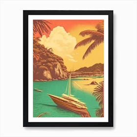 Cebu Island Philippines Vintage Sketch Tropical Destination Art Print
