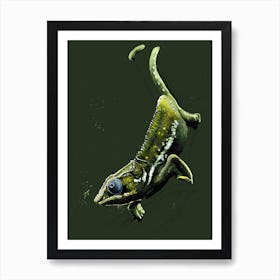 The Chameleon On Forest Green Art Print