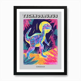 Neon 1980s Pattern Dinosaur Inspired Poster Art Print