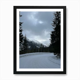 Snowy Mountain Road Art Print