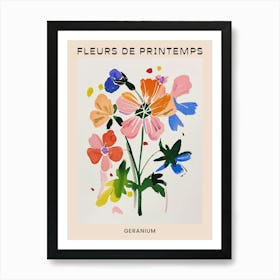 Spring Floral French Poster  Geranium 1 Art Print