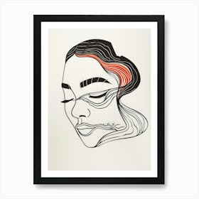 Drawing Of A Woman'S Face Art Print