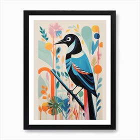 Colourful Scandi Bird Magpie 5 Art Print